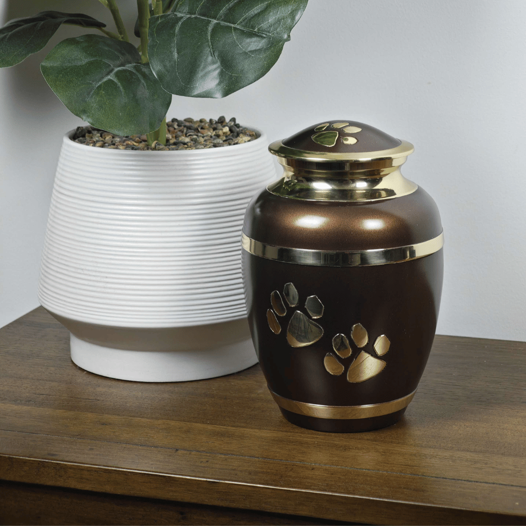 Brass Paw Prints Cremation Urn