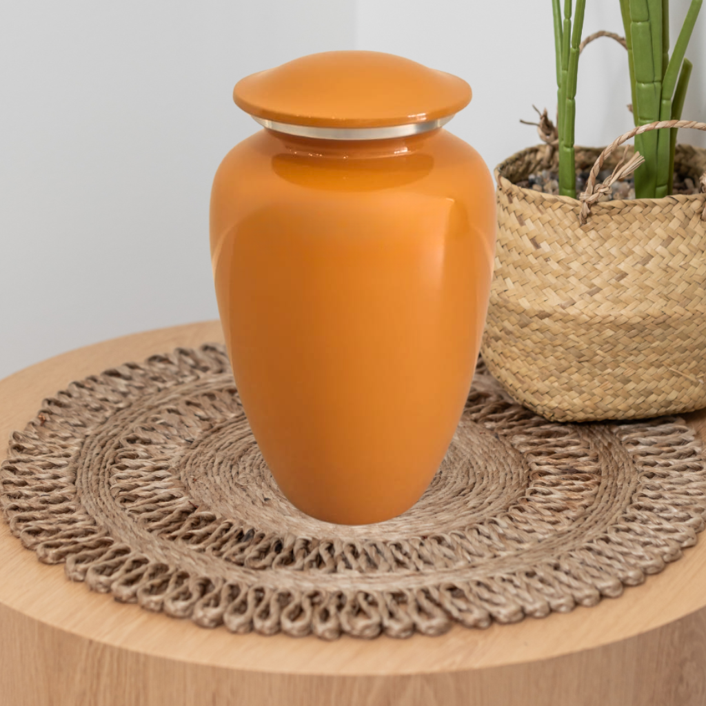 Classic Elegance Cremation Urn in Orange