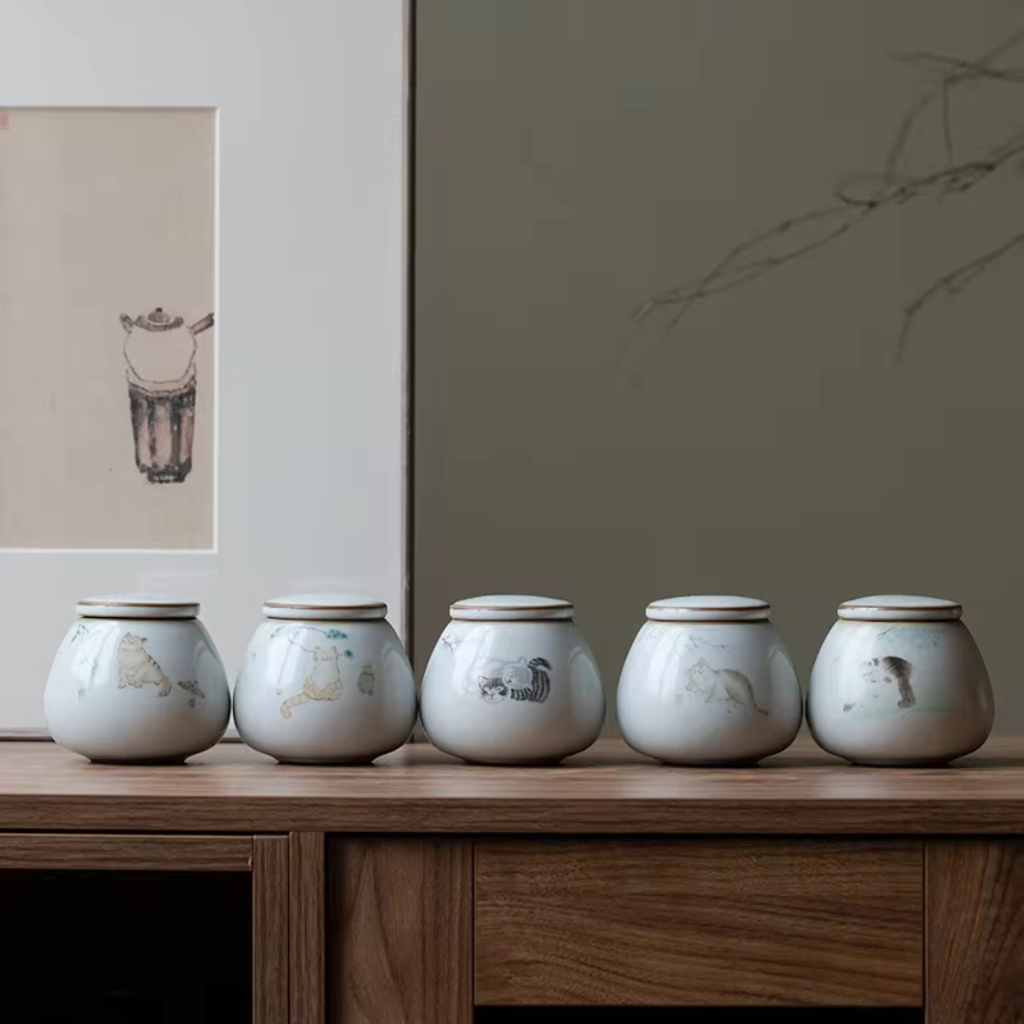 Cuddling Kitty Cat Ceramic Keepsake Urn