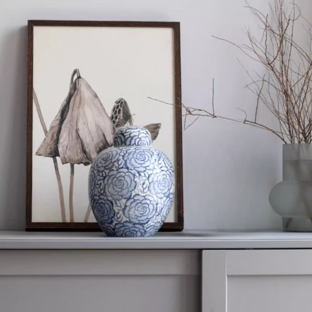 Floral Finish Porcelain Cremation Urn