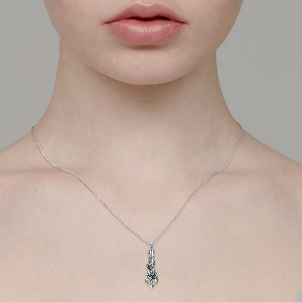 Floral Remembrance Cremation Necklace