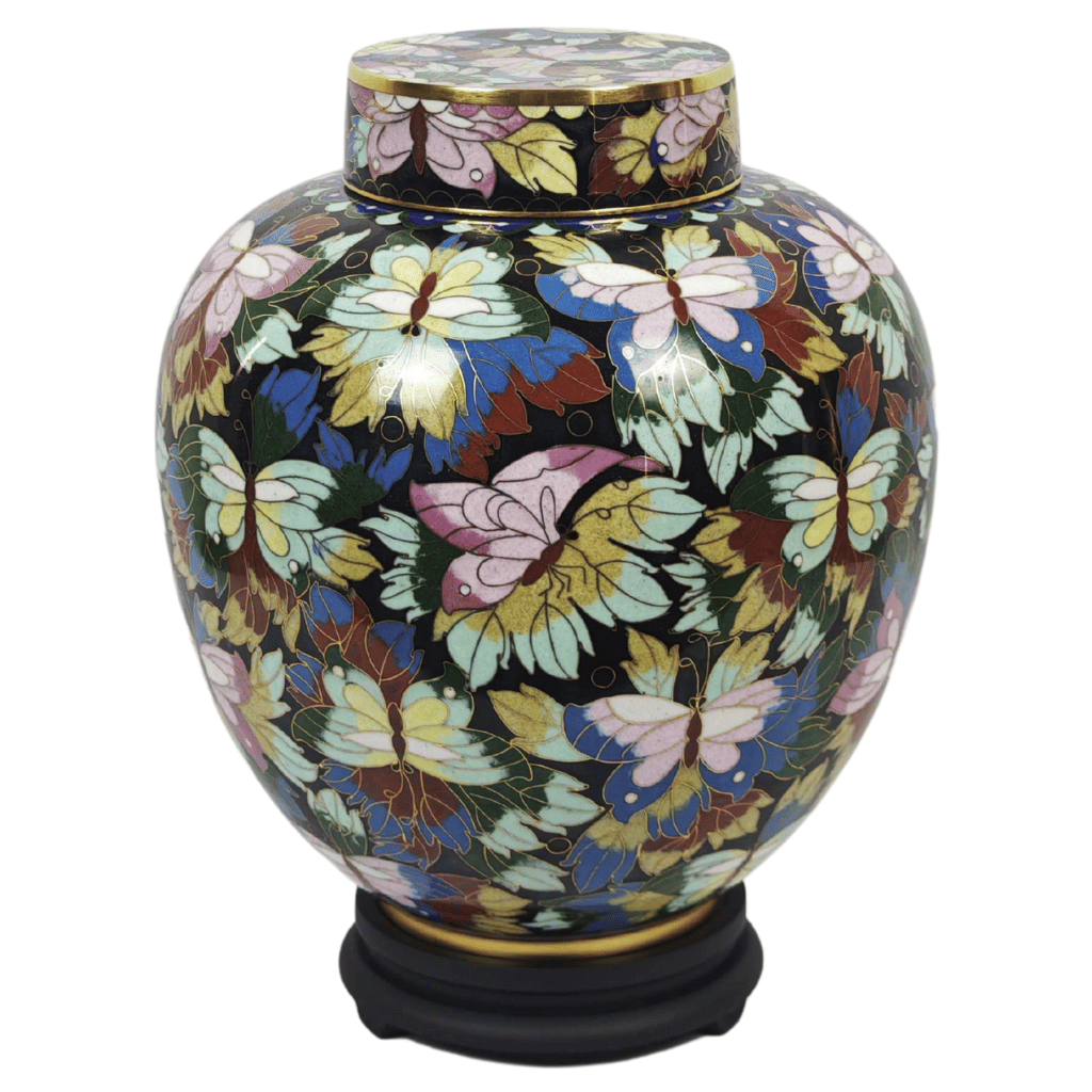 Gathering Of Butterflies Cloisonne Urn