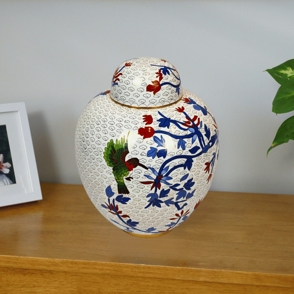 Hummingbird Homage Cloisonne Urn