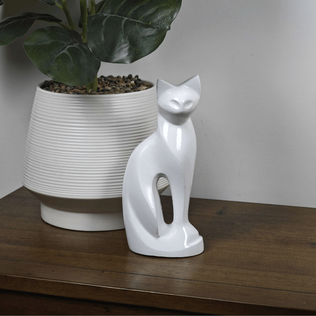 Ivory Cat Cremation Urn