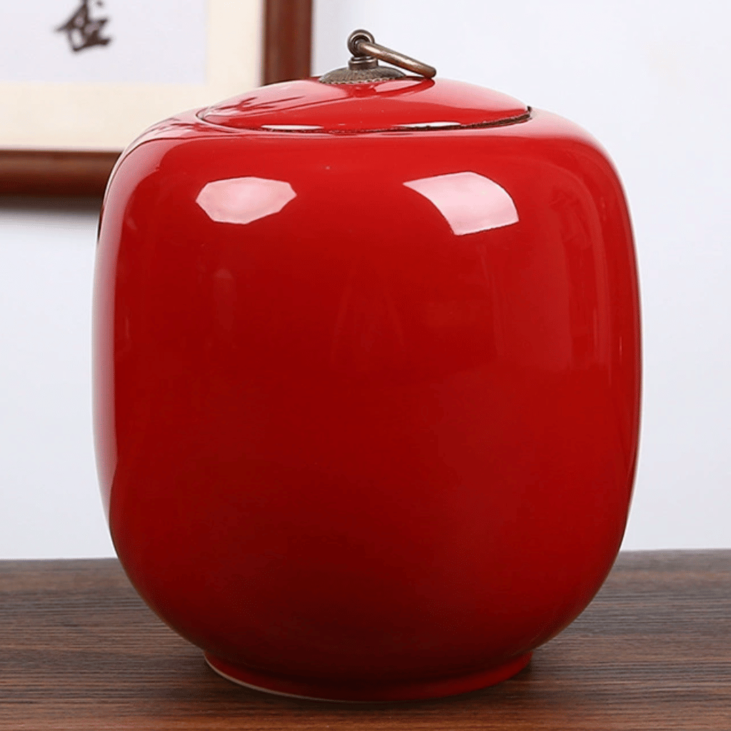 Ruby Red Ceramic Urn