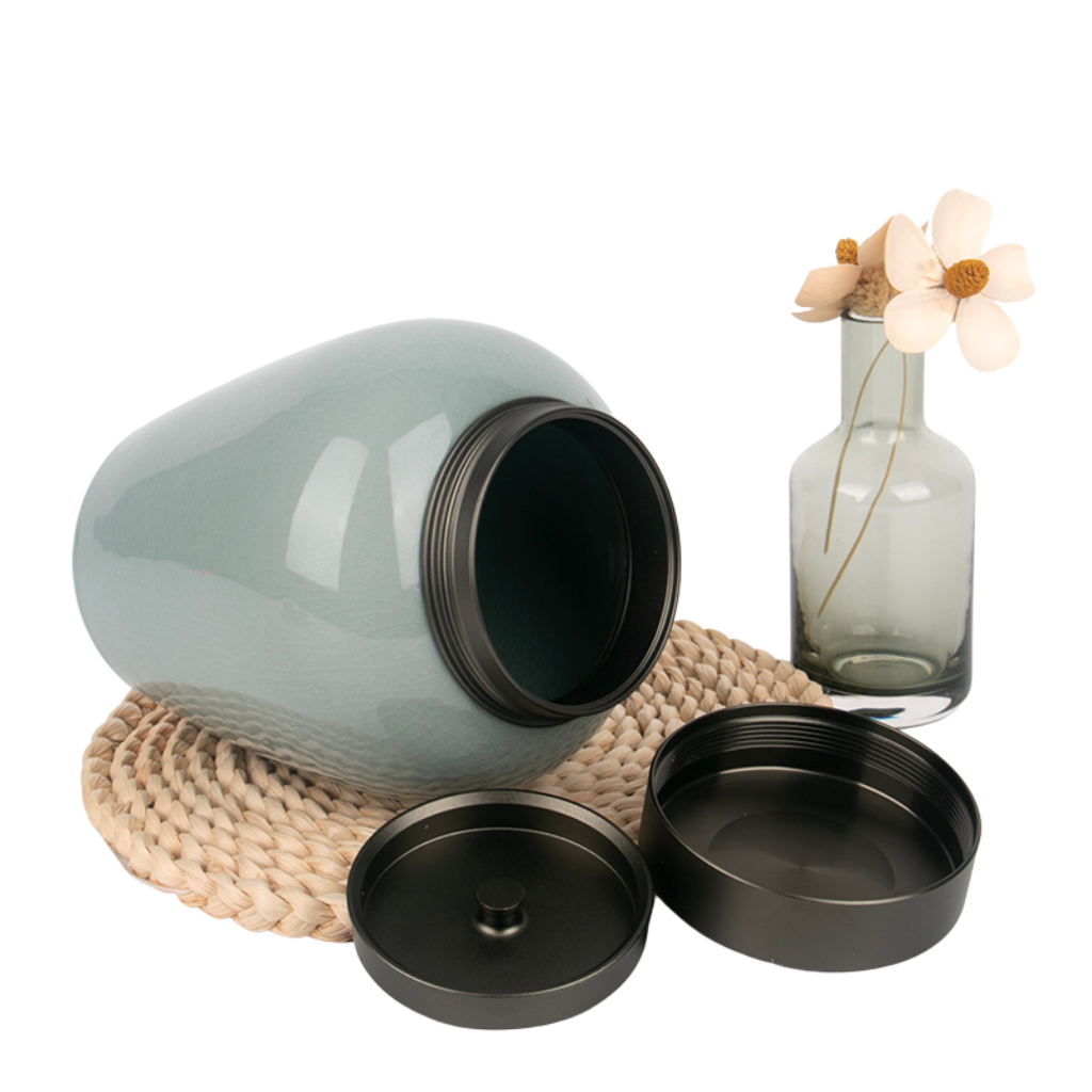 Soothing Memories In Blue Ceramic Urn