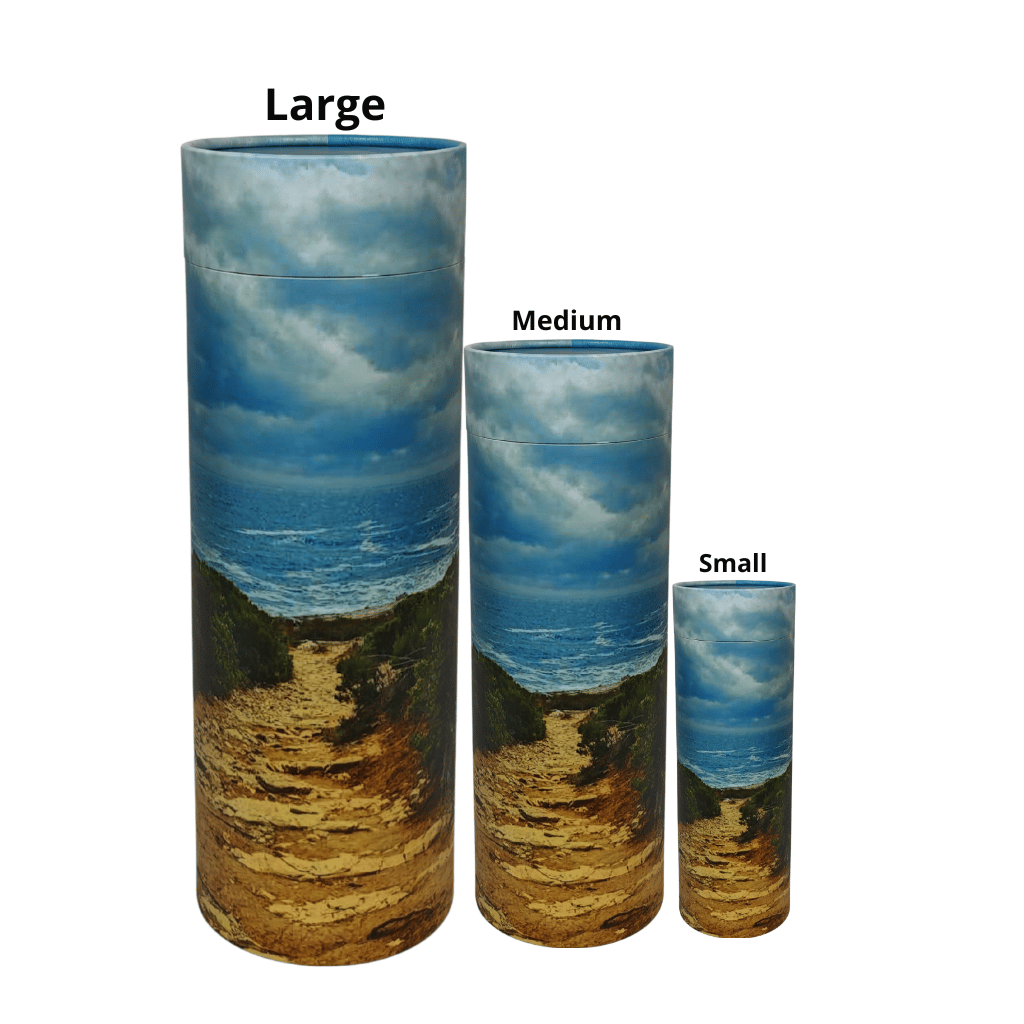 Three Scattering Tube labeled 'Large', 'Medium', and 'Small' with a scenic design on a white background.