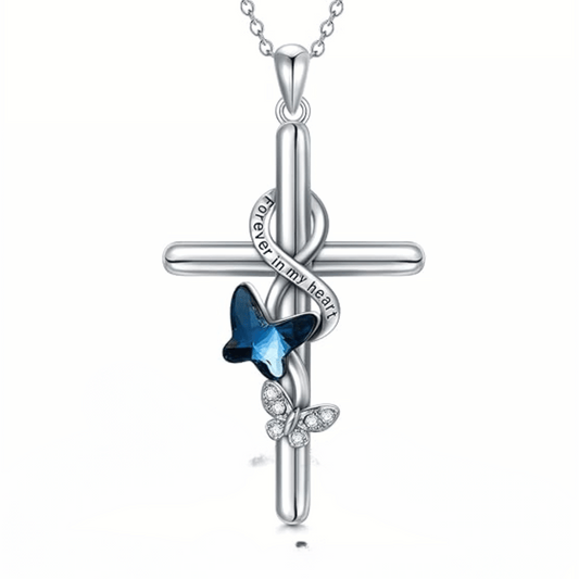 Butterfly Cross Cremation Pendant