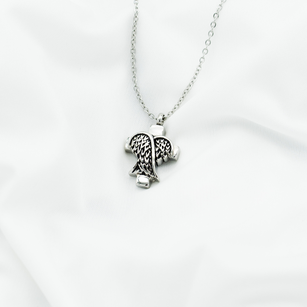 Celestial Wings Cross Cremation Pendant