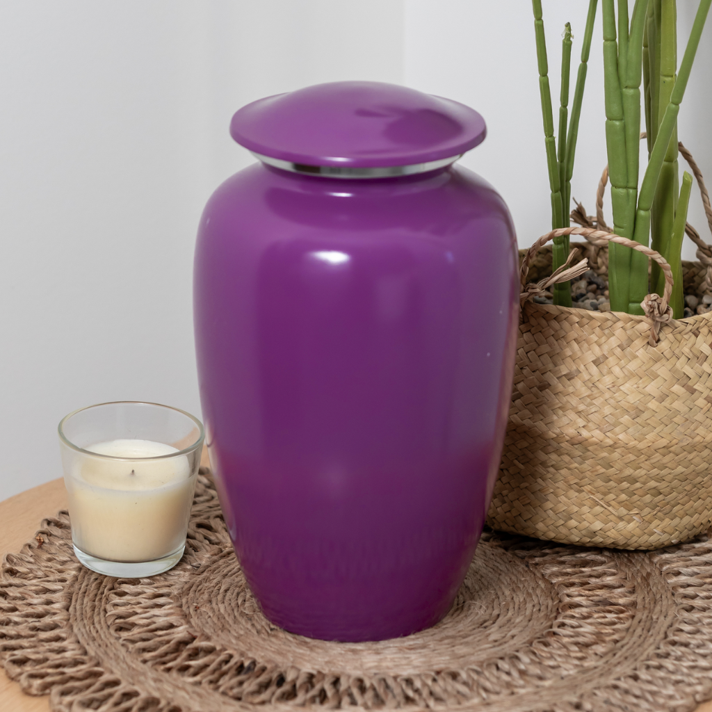 Classic Elegance Cremation Urn in Purple