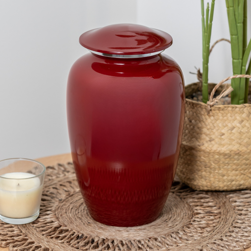 Custom Red Cremation Urn