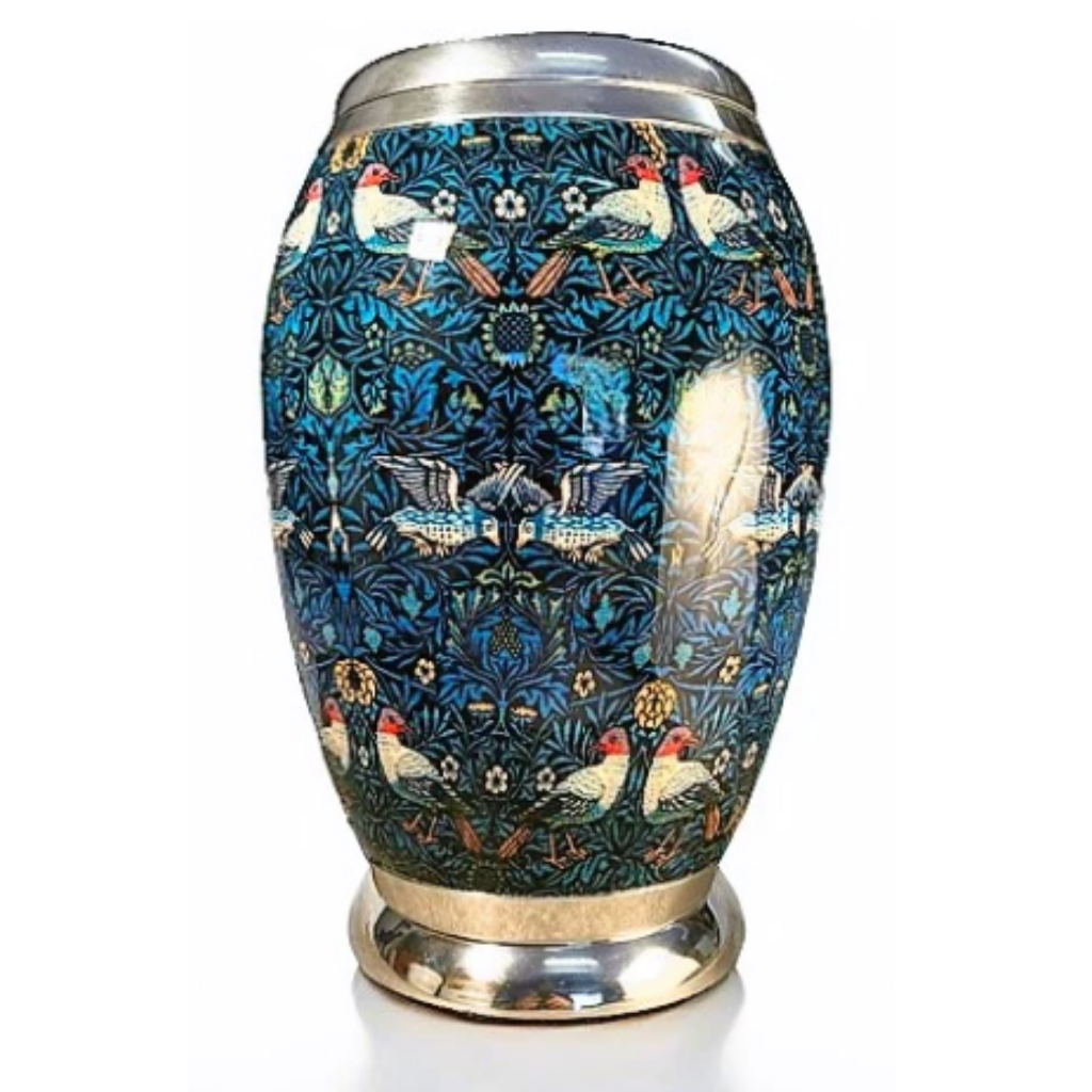Colourful blue with gold trimming cloisonne urn