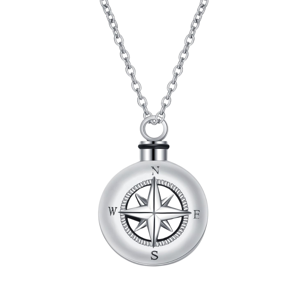 Compass Cremation Necklace