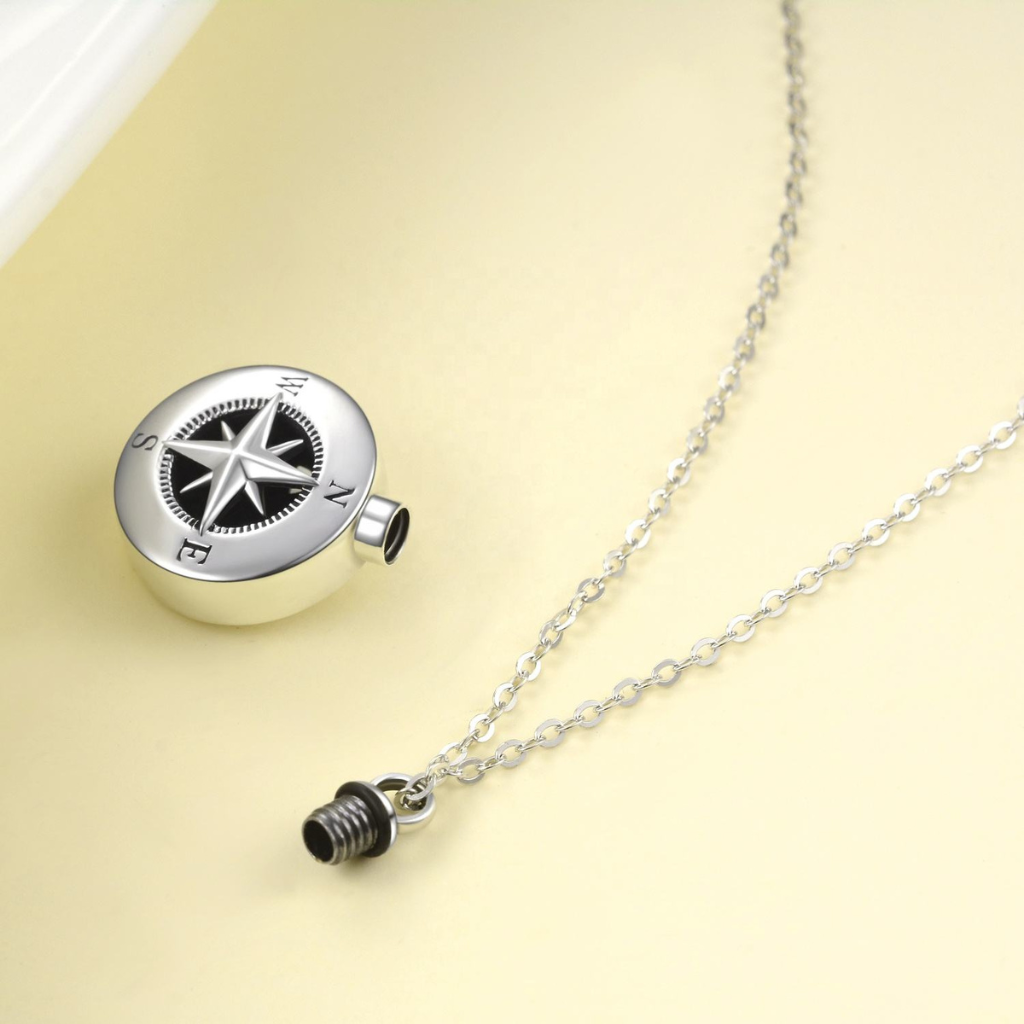 Compass Cremation Necklace