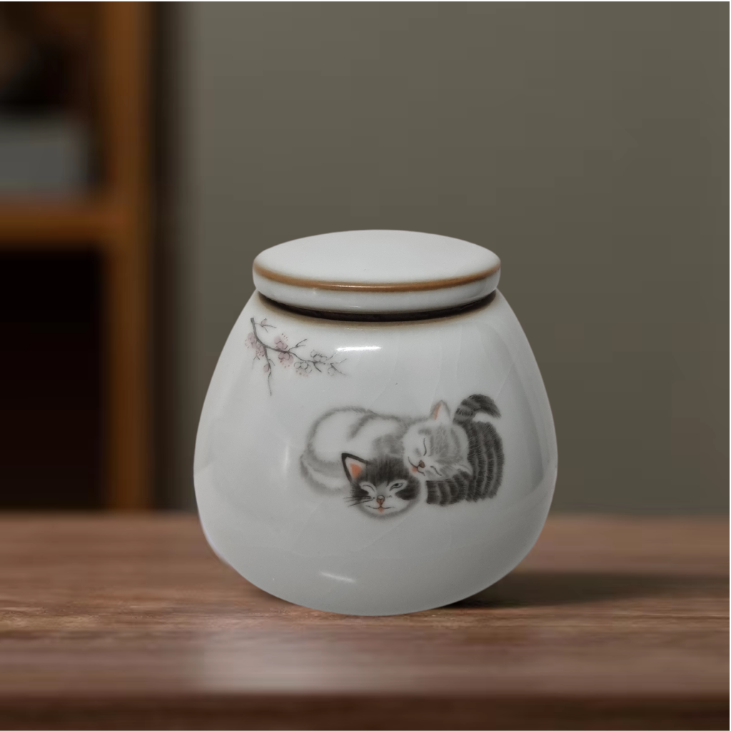 Cuddling Kitty Cat Keepsake Urn