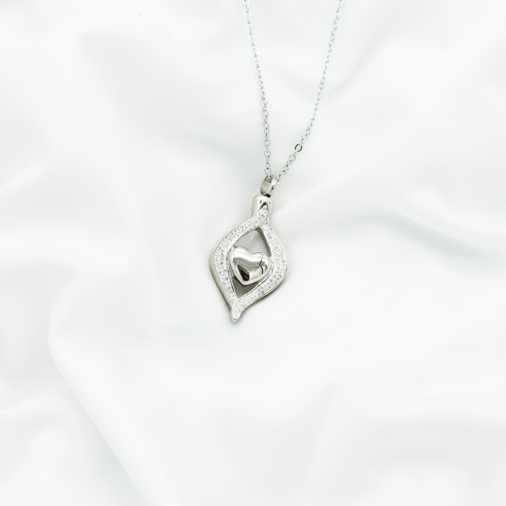 Devoted Heart Cremation Necklace in Silver