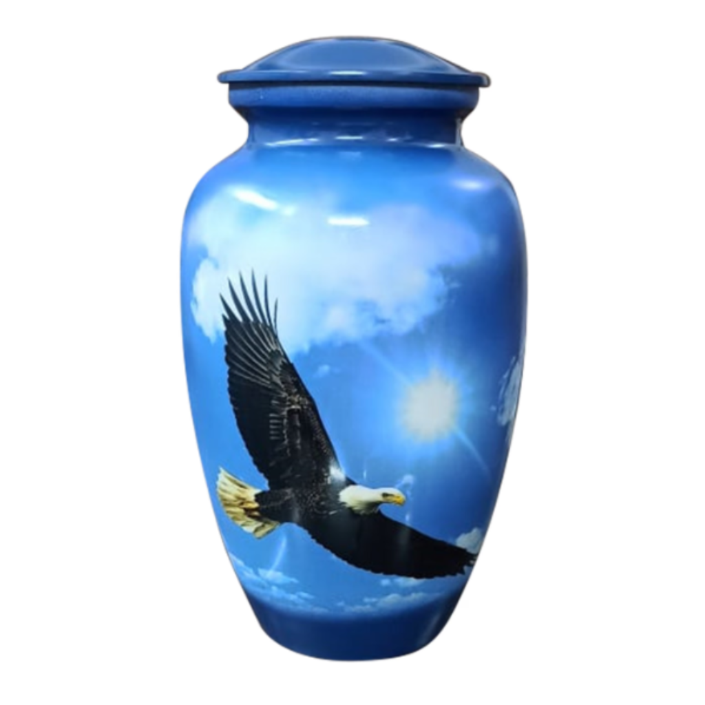 Blue urn with eagle