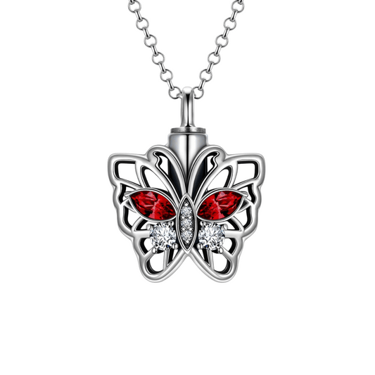 Ruby Wings Butterfly Cremation Necklace