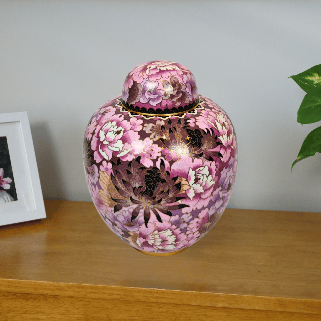 Lavender Blossom Cloisonne Urn