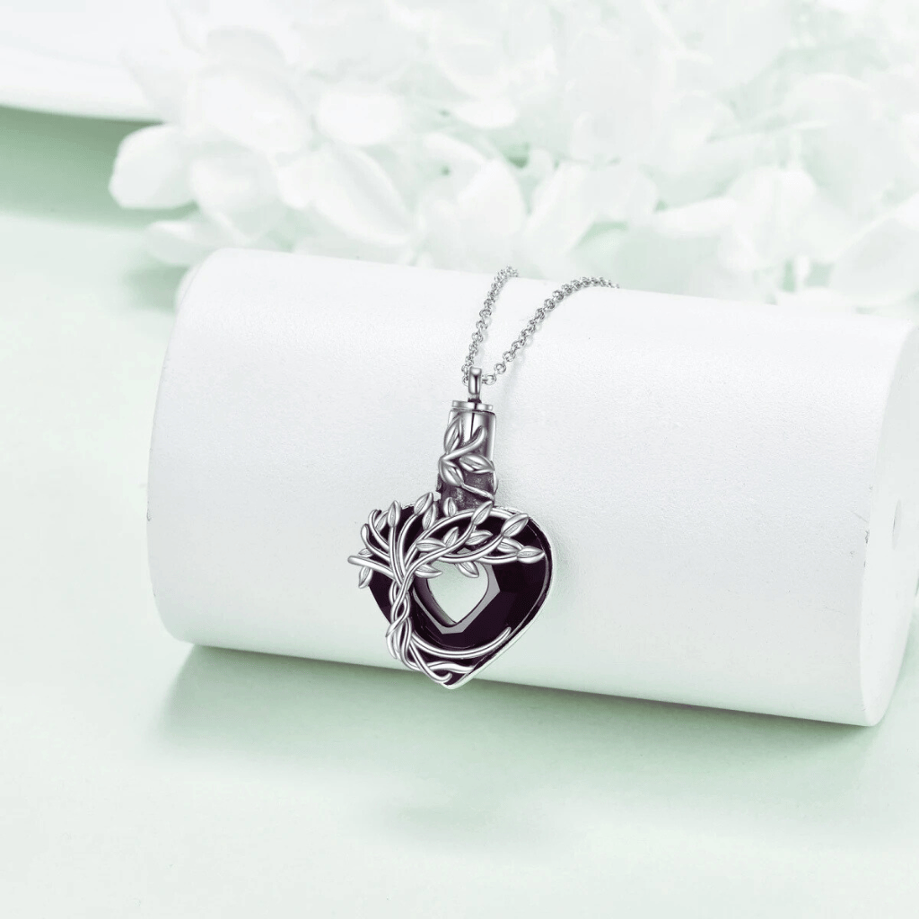 Obsidian Heart Cremation Pendant