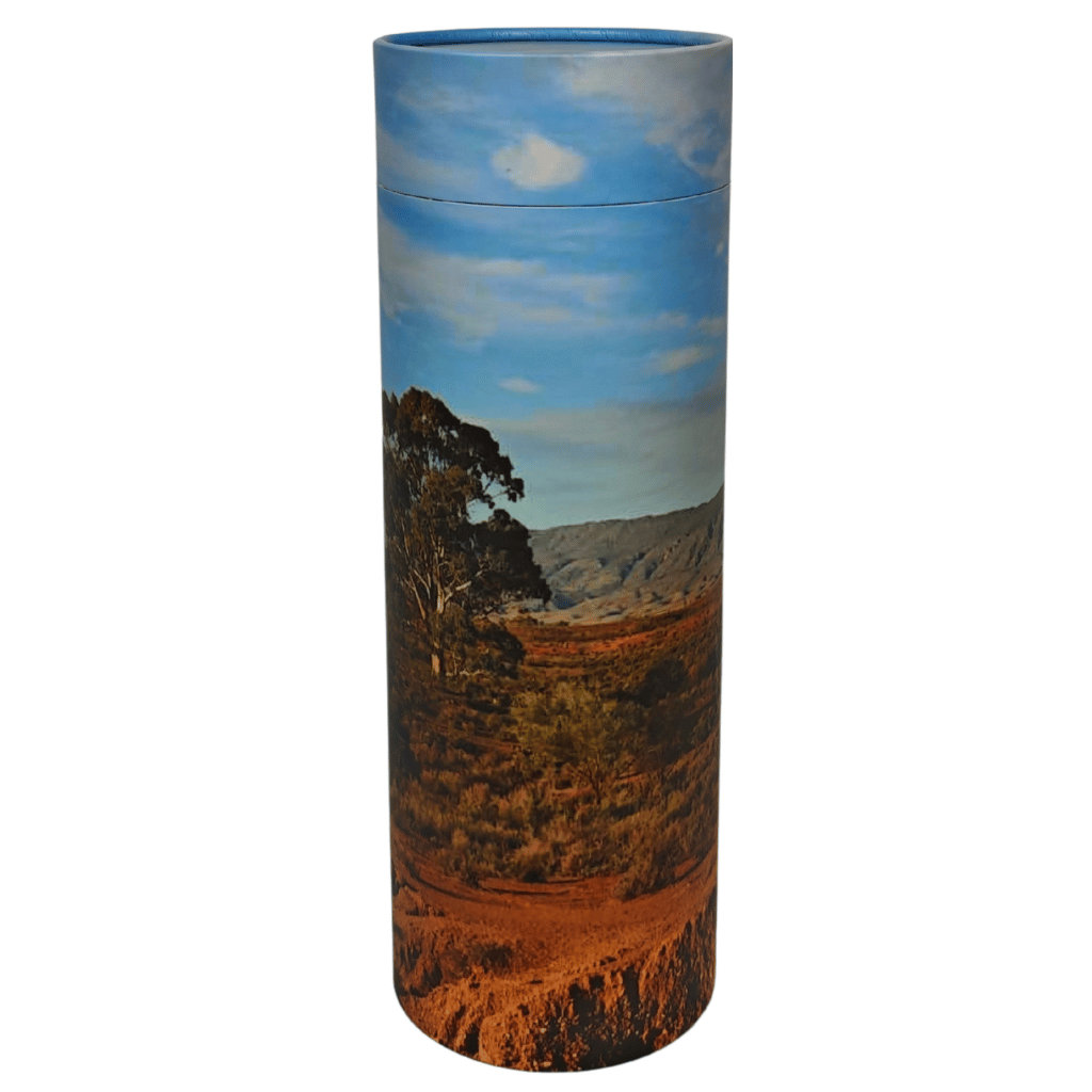 Scattering Tube with a landscape design on a white background