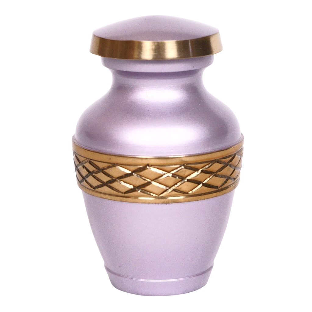 Pink keepsake urn with gold leaf details