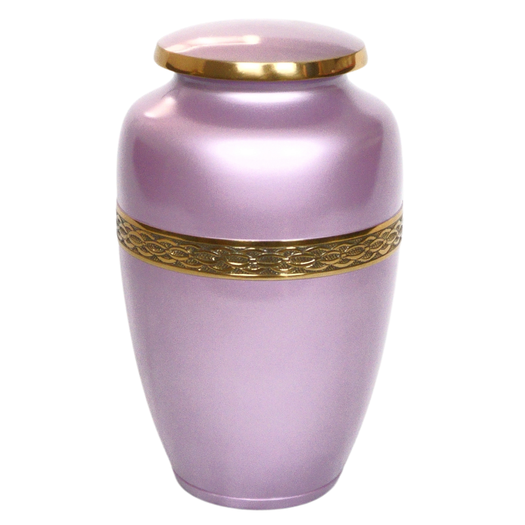 Pink urn with gold leaf details