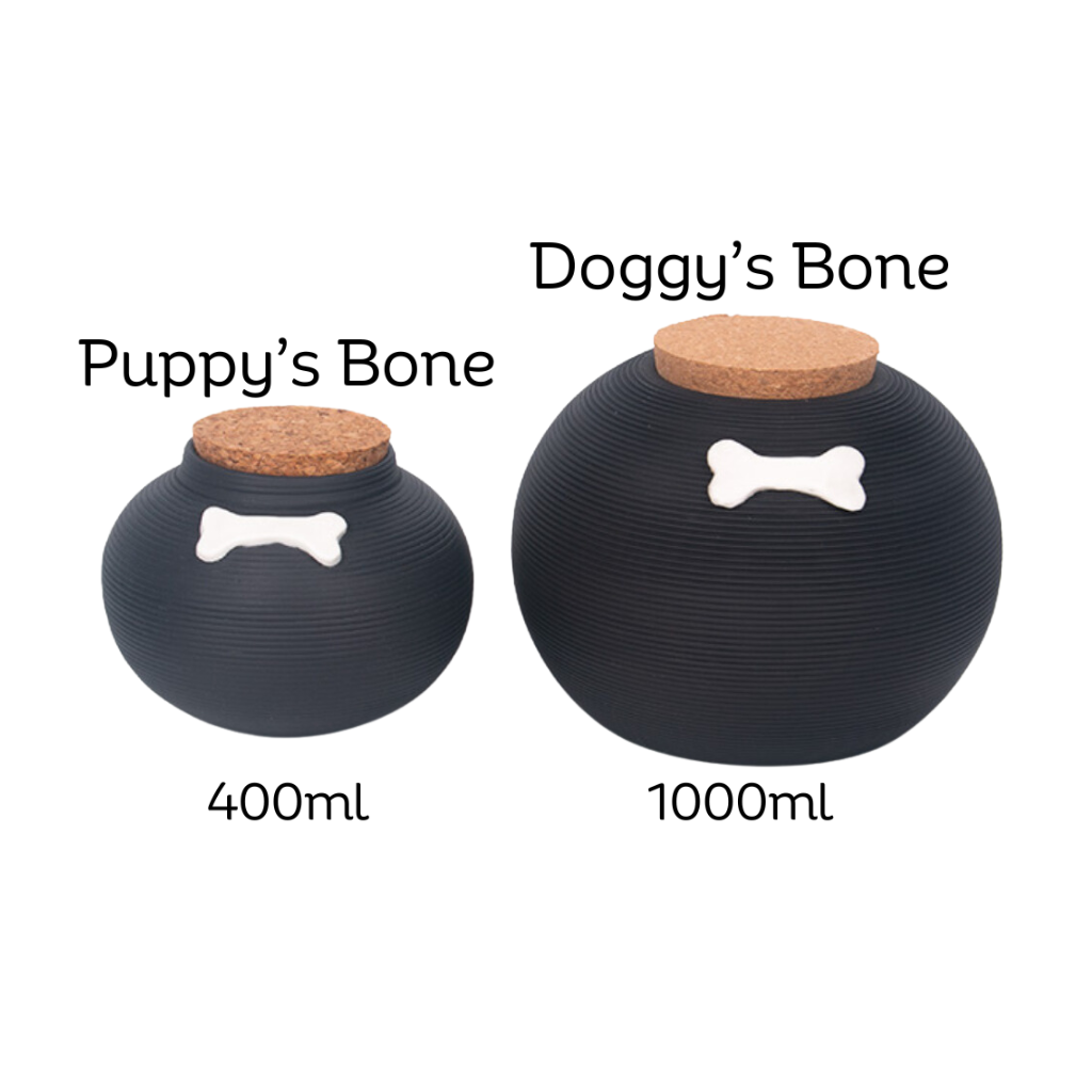 Puppy's Bone Cremation Urn In Black