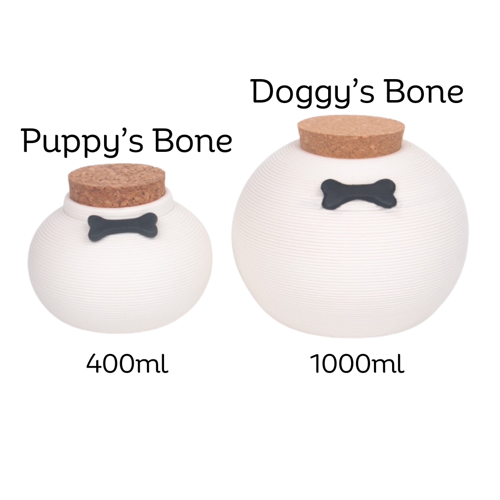 Puppy's Bone Cremation Urn In White