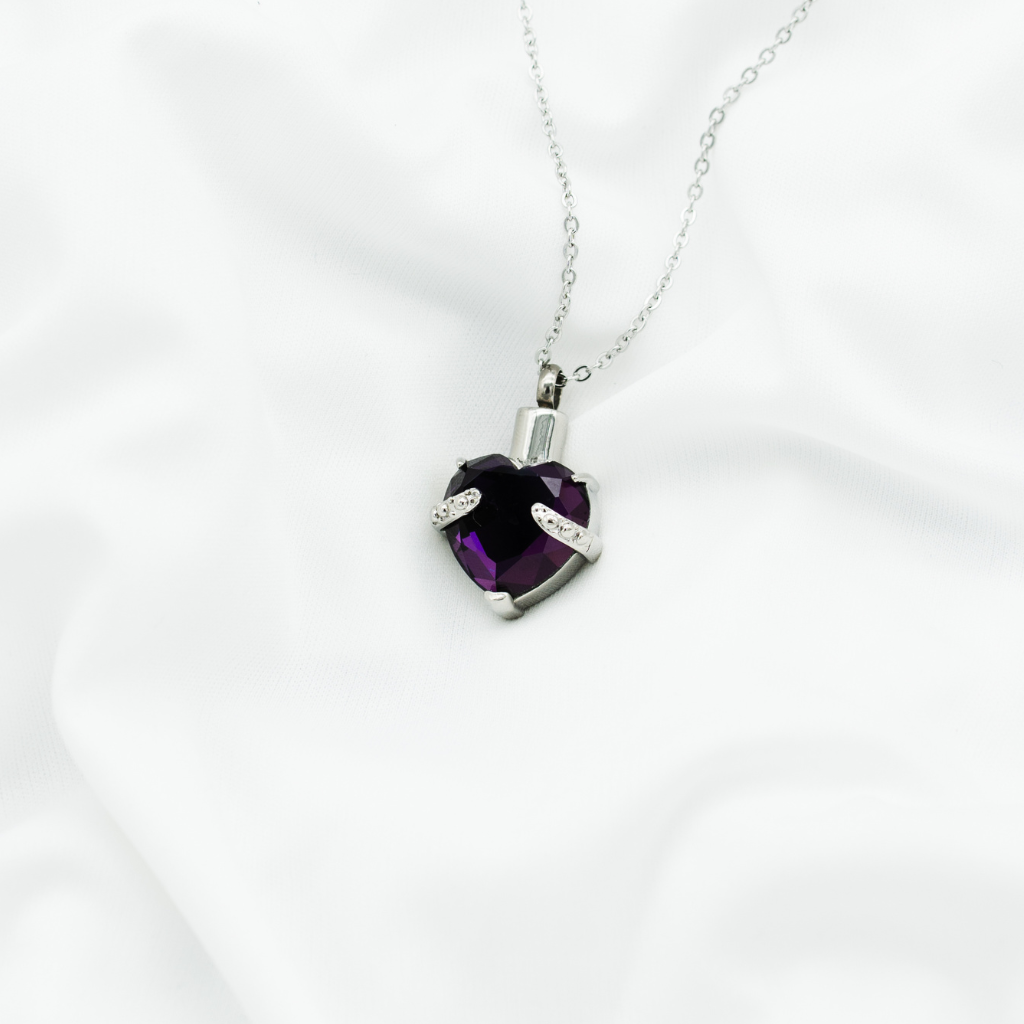 Purple Gem Sacred Heart Cremation Pendant