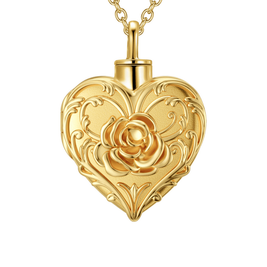 Rose Heart Gold Vermeil Cremation Pendant