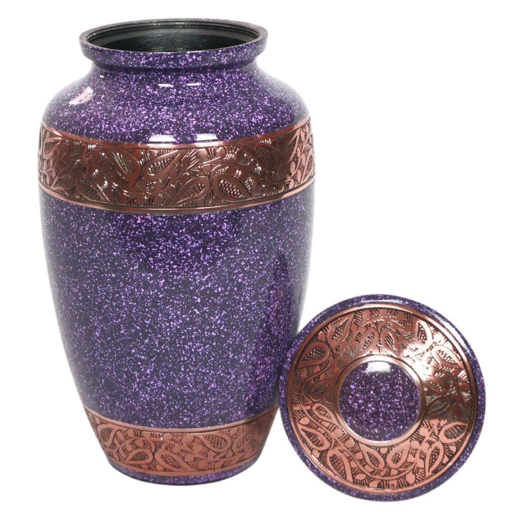 Purple starry pattern with bronze detailing lid off