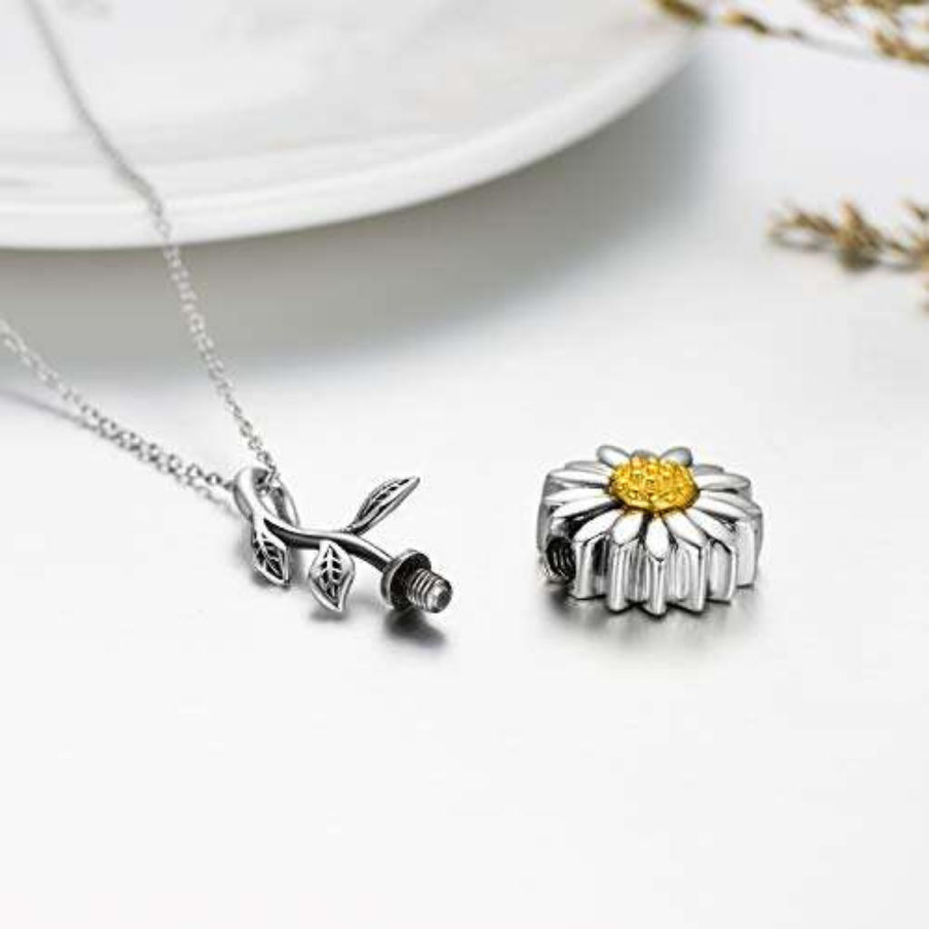 Sunflower sales cremation necklace