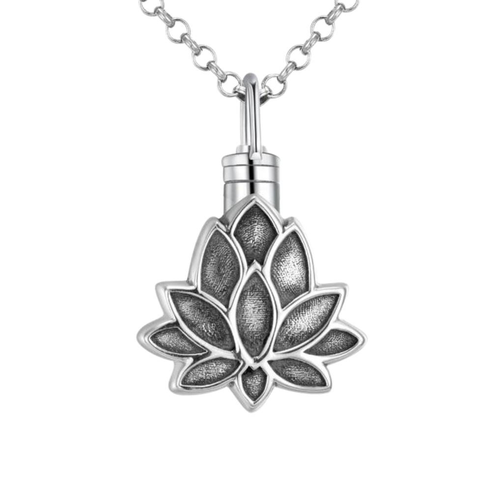 Silver Lotus Cremation Necklace