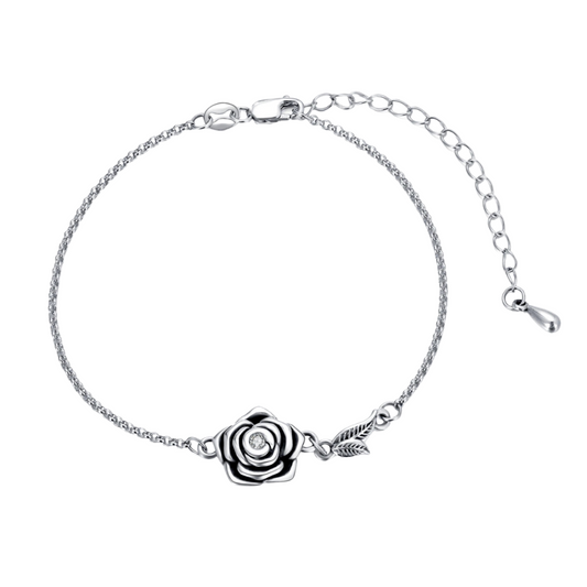 Silver Rose Remembrance Cremation Bracelet