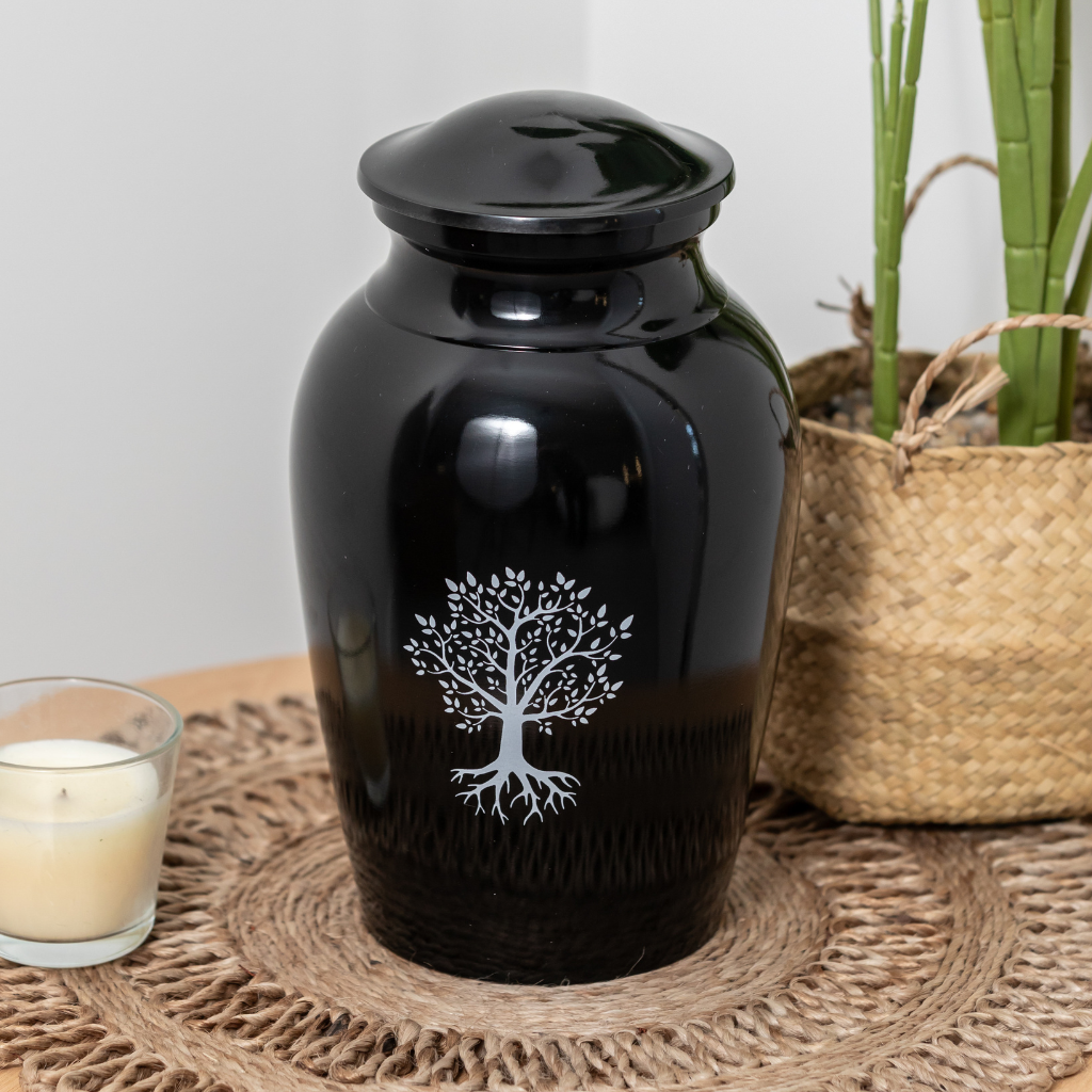 Tree Of Life Cremation Urn in Black