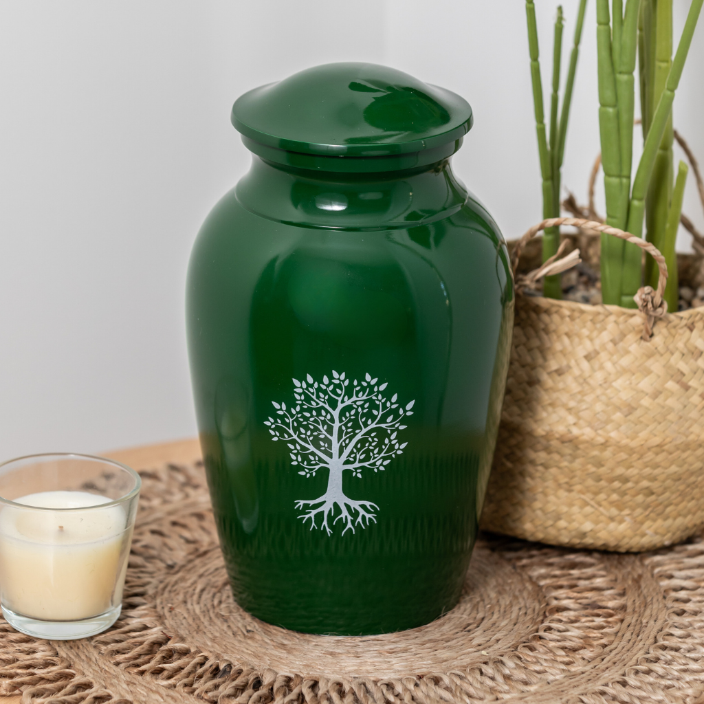 Tree Of Life Cremation Urn in Green