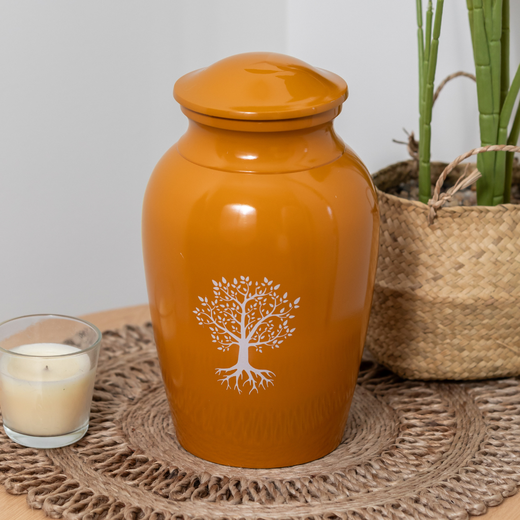 Tree Of Life Cremation Urn in Orange