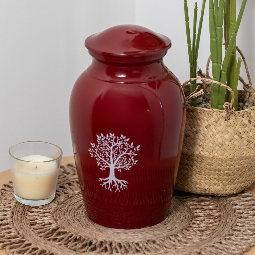 Rustic Red Urn Tree Of Life Cremation Urn in Red – Eternal Urns Australia