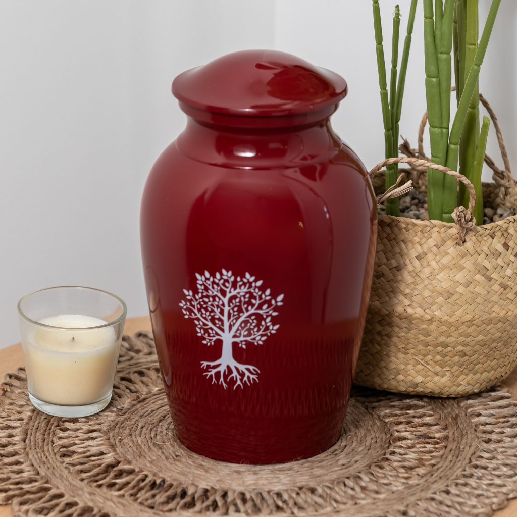 Tree Of Life Cremation Urn in Red