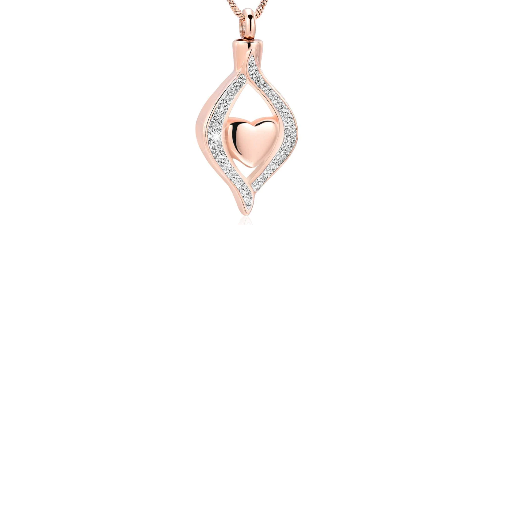 Devoted Heart Cremation Necklace in Rose Gold